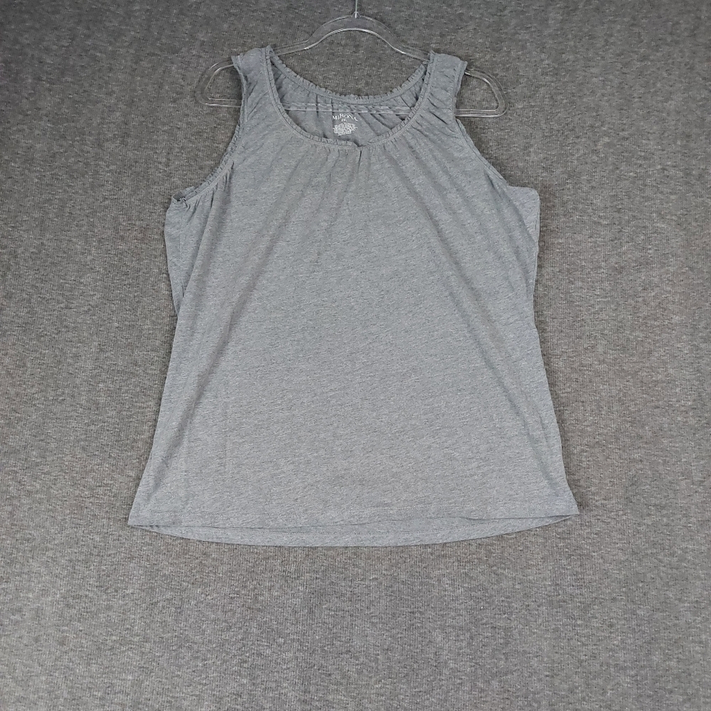 MERONA WOMENS GRAY RUFFLE TRIM BASIC COTTON BLEND SLEEVELESS TANK TOP SIZE XXL